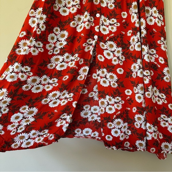 Red Daisy Maxi Skirt Pockets Women S Fall Cottagecore Flower Child Cottagecore - Picture 11 of 11
